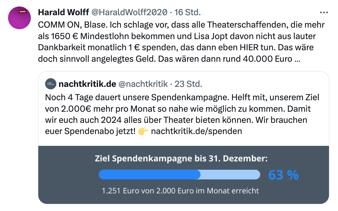 Screenshot Tweet Harald Wolff